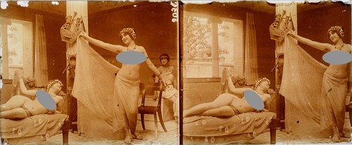 Stereo view glass - glass,, erotic