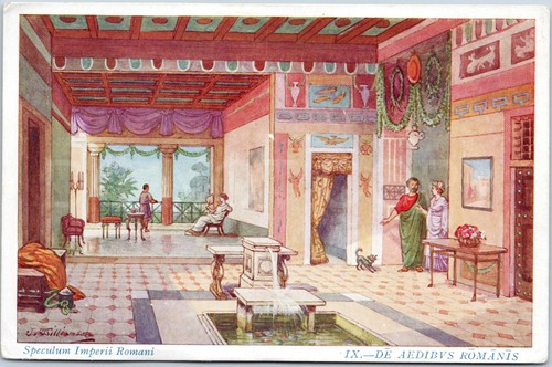 Vintage postcard roman - vintage, house